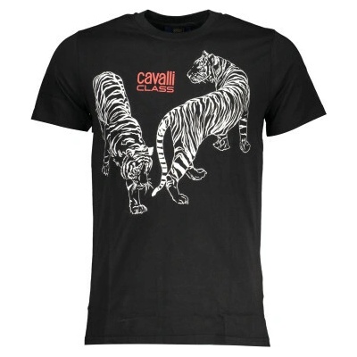 Cavalli Class T Shirt Maniche Corte Uomo Nero Černá