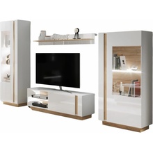 Laski Obývacia stena TV/RTV Arco B+C+G+J – biely lesk