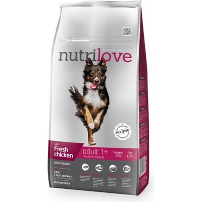 Nutrilove Adult Medium Breeds s čerstvým kuřecím 8 kg