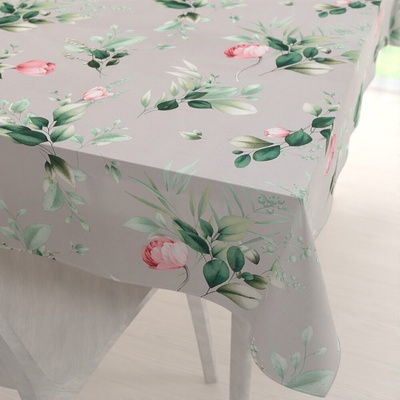 Biante bavlna obrus Sandra SA-452 Ružové kvety na sivom 50x100 cm