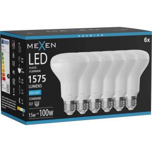 Mexen Nova 6x LED крушка E27, R80, 15W, Студена - 6500K, 1575 lm - L105-E27-1565-01x06 (L105-E27-1565-01x06)