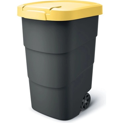 Prosperplast Wheeler antracit se žlutým víkem 95 l