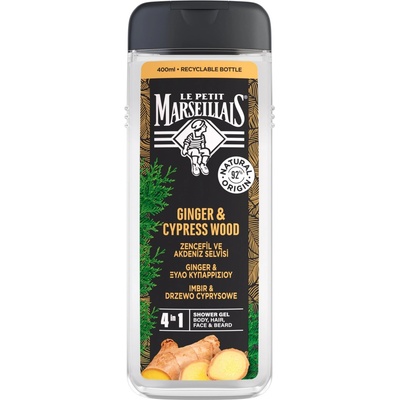Le Petit Marseillais sprchový gél 4 v 1 pre mužov Zázvor a cyprus 400 ml