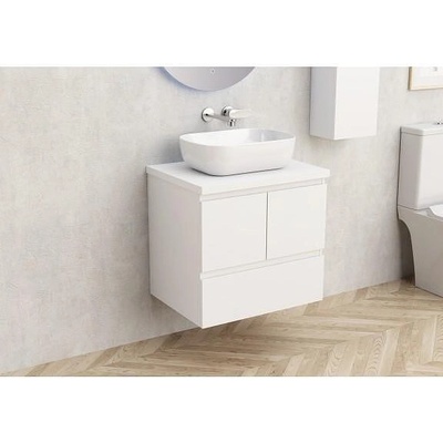 Inter Ceramic Конзолен PVC шкаф за баня BG 9048-60W + 6046-30, с бял плот, Inter Ceramic, 45х53.5х59см (BG 9048-60W + 6046-30)