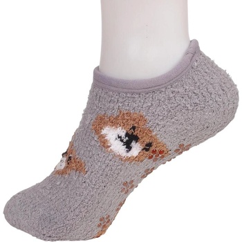 Дамски сиви терлици от букле с мечета