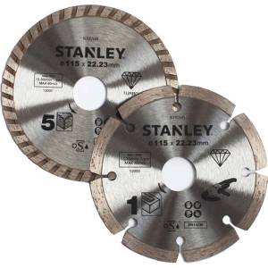 STANLEY - Комплект от 2 броя диамантени режещи дискове за бетон и тухли, 115x22, 2 мм STA38080-XJ (STA38080-XJ)