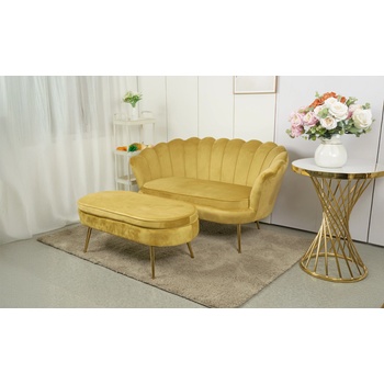 Комплект диван и табуретка kjl213 горчица