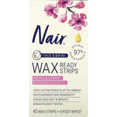 NAIR Voskové depilační pásky na obličej a bikini Orchid & Cherry 40 ks