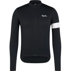 Rapha Мъжка фланелка с дълъг ръкав за колоездене Rapha Core Thermal Long Sleeve Jersey Cycling jersey - Black / White (056-3830-0114)