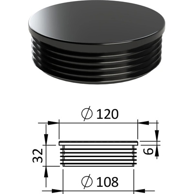 Vnitřní krytka kulatá ø 120 mm, plastová, černá