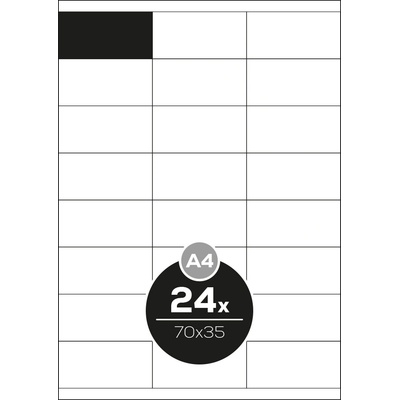 Altryal Etikety Top Stick A4/100 ks, 70x35 mm - 24 etikiet, biele