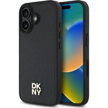 DKNY Repeat Pattern Stack Logo MagSafe Калъф за iPhone 16 - черен (3666339333621)