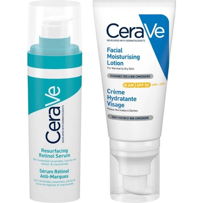 CeraVe Комплект - Серум с ретинол и Хидратиращ крем за лице, 30 + 52 ml