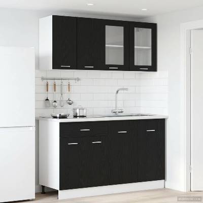 vidaXL Кухненски единица LYON 4 pcs Черен дъб Инженерна дървесина (3445848)
