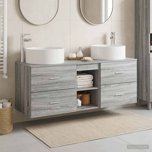 vidaXL Комплект мебели за баня 3 бр. Сив Сонома 129 x 44.5 x 80 см (3405952)