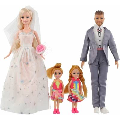 Teddies nevěsta a ženich Anlily plast 28 cm s rodinou