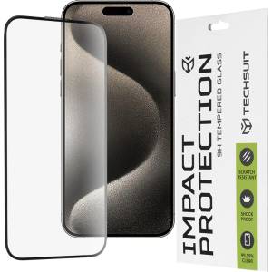 Techsuit Протектор за iPhone 15 Pro Max - 111D Full Cover / Full Glue Glass - черен