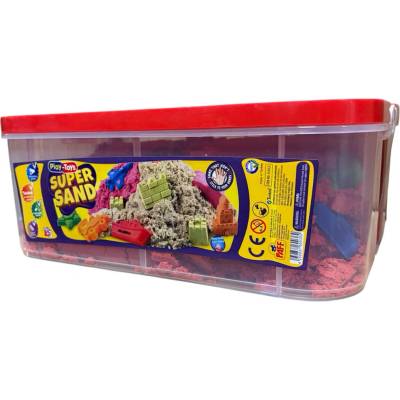 Play-Toys Пясък за игра Play-Toys - Super Sand, 5 kg, с фигурки и кутия, червен (4362.2)