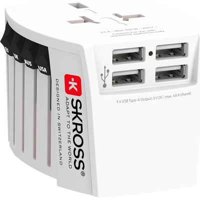 SKROSS Адаптер SKROSS PRO MUV 4 x USB-A, 1.302961, World, Бял (SKROSS-1302961)