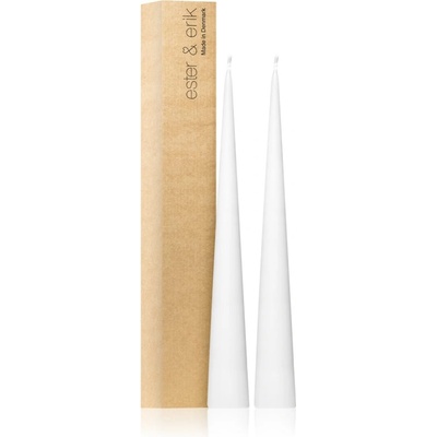 ester & erik cone candles pure white (no. 31) свещ 2x37 см