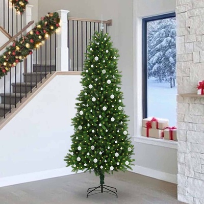 vidaXL Коледно дърво с 300 LED светодиода с поставка Зелен 240 cm ПЕ (3396352)