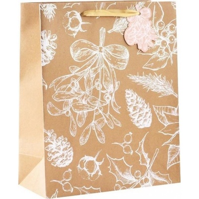 Anděl Taška dárková vánoční s glitrem L 26 x 32 x 12 cm 12539 - 9 POSLEDNÍ KUSY -