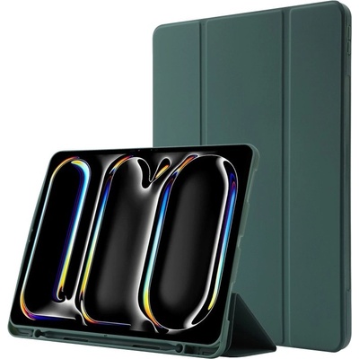 Vsetkonamobil 76524 LEATHER Zaklápací kryt pre Apple iPad Pro 11 2024 / M5 2025 tmavozelený