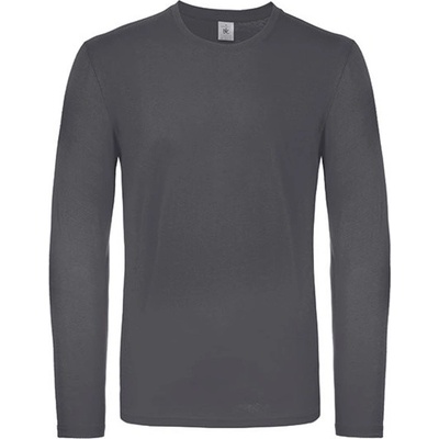 B&C pánské tričko s dlouhým rukávem TU05T Dark Grey Solid