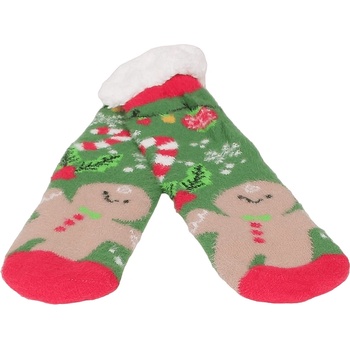 Image 1 of Пухкави коледни чорапи в зелено с курабиено човече