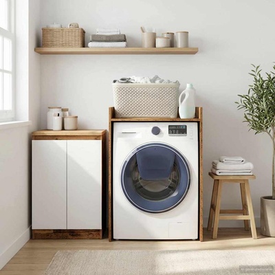 vidaXL Шкаф за пералня със съхранение Старо дърво 67, 5 x 62 x 97 см (8006814)