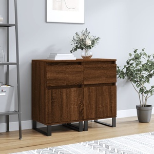 vidaXL Бюфети 2 бр кафяв дъб 40x35x70 см инженерно дърво (831179)