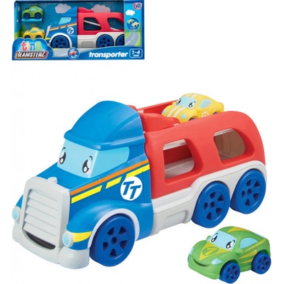 Tiny Teamsterz Auto transportér set se 2 soft baby autíčky s očima plast