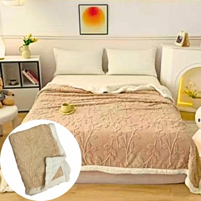 TiaHome Deka Flower luxury baranková z mikroplyšu béžová 200x230