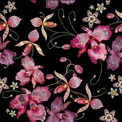 Gekkofix 14065 Samolepící fólie 45 cm x 5 m orchidej růžovo-černo-zlatá samolepící tapety