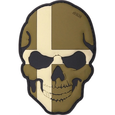 Gumová nášivka 101 Inc Skullhead vlajka Dánsko - hnedá