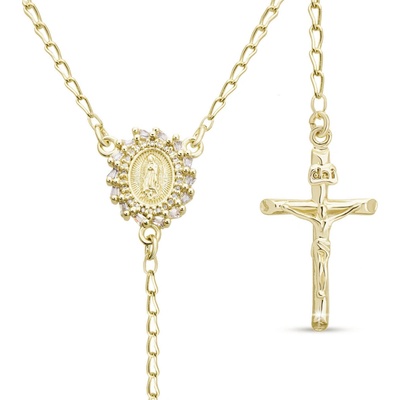 biju Pozlacený růžencový řetízek s křížkem a madonkou 3002197