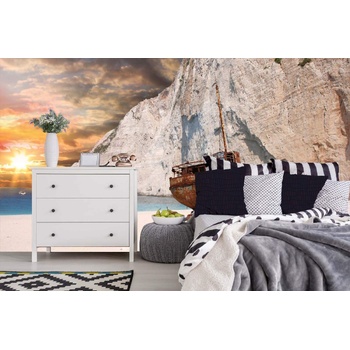 DIMEX ART s. r. o Самозалепваща се флизелинова фототапета корабокрушение в закинтос 375 x 250 см