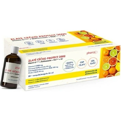 Zlaté Céčko Protect 2000 ampule vitamin C + bioflavonoidy + PEA + zinek s příchutí 20 x 25 ml 500 ml