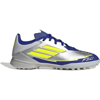 Image 1 of adidas Юношески футболни стоножки Adidas F50 League Juniors Astro Turf Football Boots - Silver/Blue