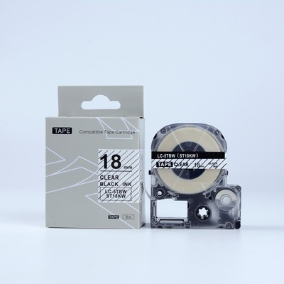 Compatible Epson LK-5TBN, ST18KW, C53S655008, 18mm x 9m, черен печат / прозрачен фон, съвместима лента (LKST18KW)
