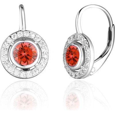 JVD Dámské stříbrné náušnice klasické na patent se zirkony a rubíny SVLE0779SH2R1KL