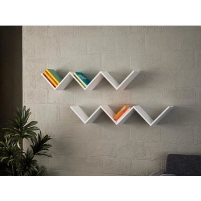 Asir | Nástenná polica ZIG ZAG 24,5x129 cm biela | AS1319
