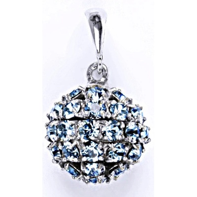 ČIŠTÍN 36940508 Stříbrný přívěšek koule se Swarovski krystalem akvamarín,šperk P 1369/6