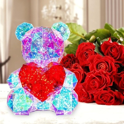 BearLove Светещо 3D Mече със сърце, нощна лампа - BearLove (SN218644218644)
