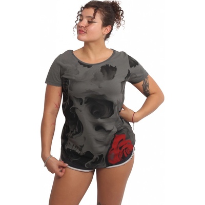 Yakuza dámske tričko Floating Curved Crew Neck GSB 25114 steel grey šedá