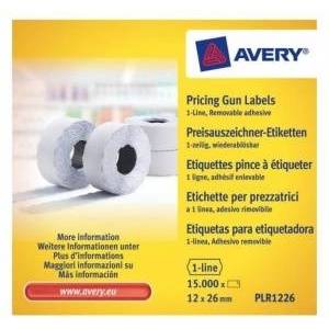 Avery Zweckform Avery Price labels in roll for single end tag; removable; 1500 ethic. /roll; 10 rolls/pack; 12 x 26 mm, white