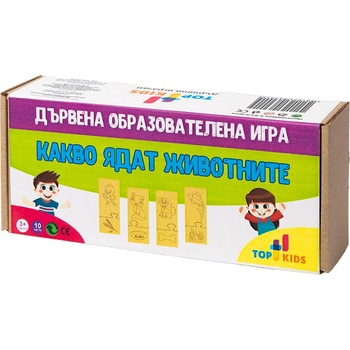 Top Kids Дървен образователен пъзел Top Kids - Какво ядат животните (3801024062015)