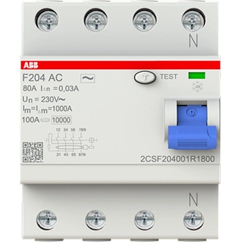 Image 1 of ABB Дефектнотокова защита ABB F204 AC-80/0.03 - 4 P, 30 mA, 80 A (2CSF204001R1800)