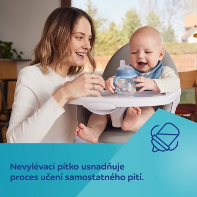 Canpol Babies nevylievací hrnček s mäkkým náustkom Bonjour modrý 250 ml