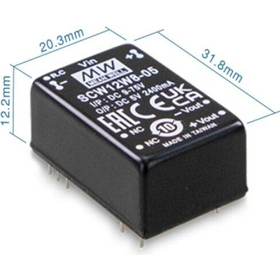 Mean Well SCW12W8-12 Měnič DC/DC modulový 12W 12V